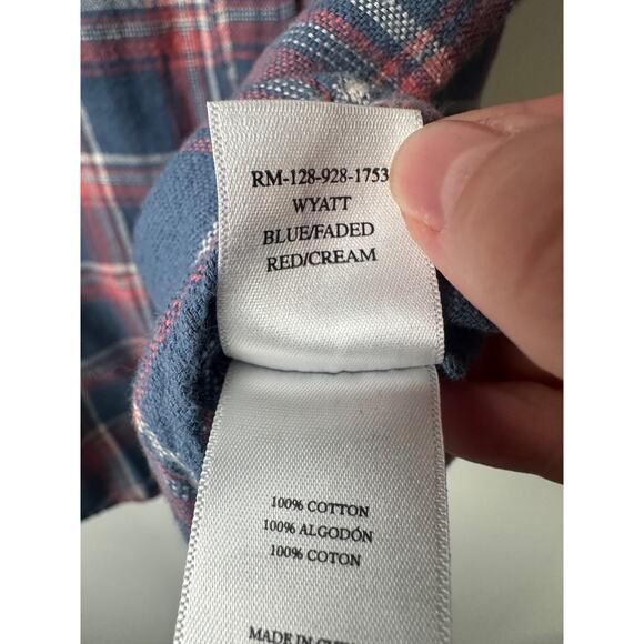 Rails M Wyatt faded blue Red Cream plaid button down soft cotton shirt LS C28 - Picture 3 of 6